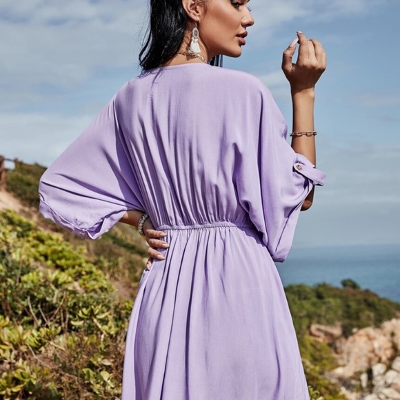 Boho off shoulder floral embroidered spring dress - Picture 7 of 8